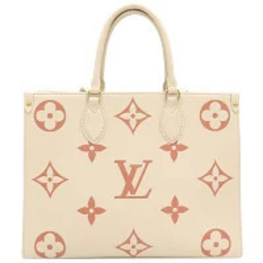 Louis Vuitton OnTheGo Tote Bag Monogram Empreinte Bicolor Leather Rose Pink